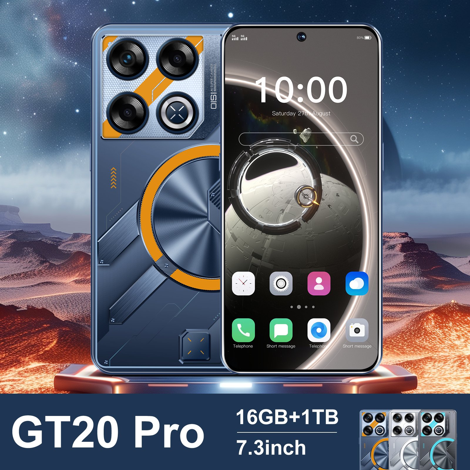Hot sales in 2024 7.3-inch Gt20 pro smartphone 4g 5g smartphone 16GB +1 tb 72mp +108mp dual Sim dual standby smartphone
